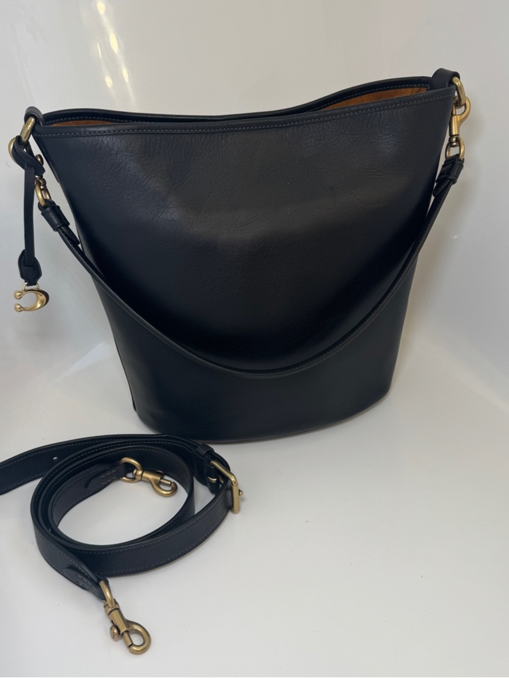 Coach Dakota Bucket Bag CH726 Black Glovetanned Leather Brass Hardware Crossbody